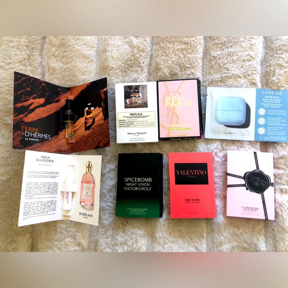 High-end perfume skincare minis samples LOT of 8